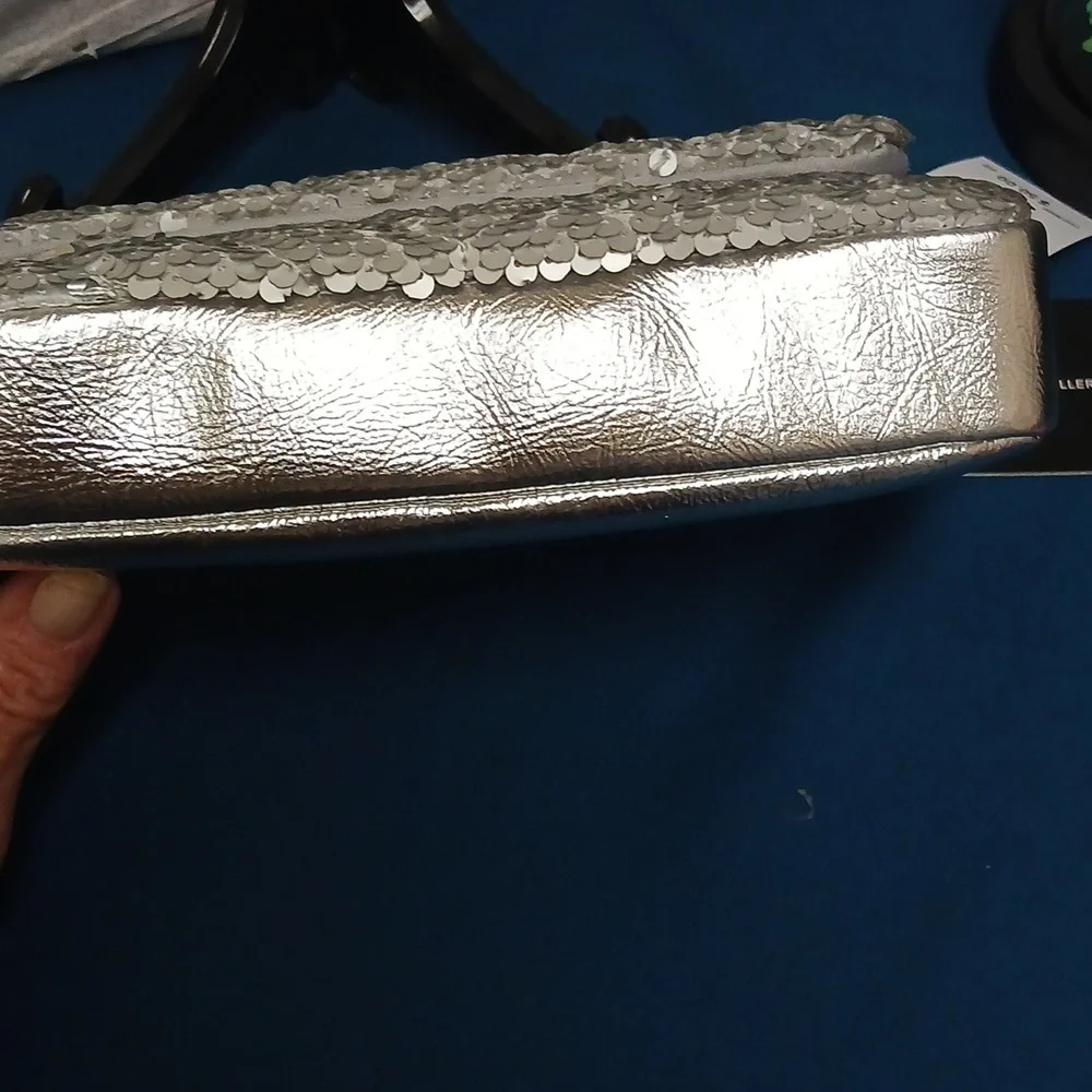 Nicole Miller Shimmering Silver Sequin Evening Bag